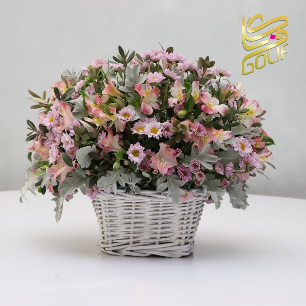 سبد گل عاشقانه هدیه تولد عیادت نوزاد لاکچری زیبا ارسال رایگان زیبا لاکچری ارسال فوری سریع گل فروشی آنلاین گل فروشی گلیف رز میخک آنترویم لیلیوم ارکیده