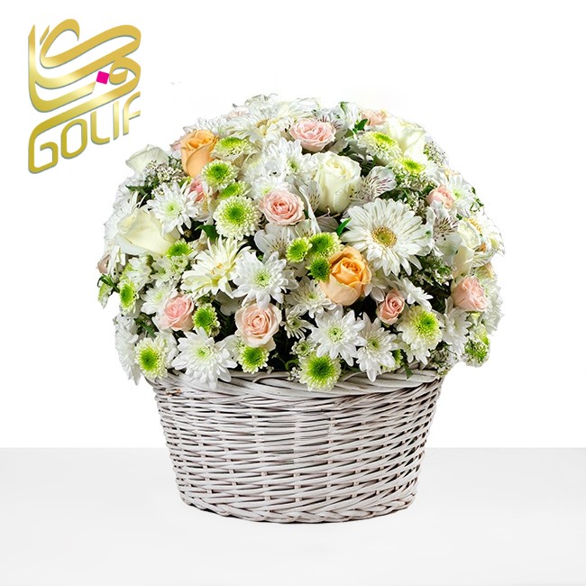 سبد گل عاشقانه هدیه تولد عیادت نوزاد لاکچری زیبا ارسال رایگان زیبا لاکچری ارسال فوری سریع گل فروشی آنلاین گل فروشی گلیف رز میخک آنترویم لیلیوم ارکیده